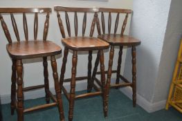 Three Wooden Barstools