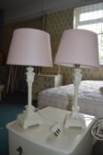 Pair of Cream Table Lamp with Cream Shades