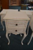 Cream Painted Shabby Chic Two Drawer Cabinet on Ca