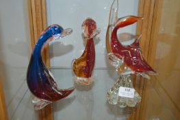 Three Small Murano Glass Animals