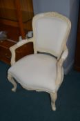 Cream Decorative Armchair on Cabriole Legs