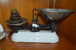 Vintage Avery Enamel Kitchen Scales with Weights