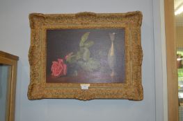Unsigned Oil on Canvas Rose Study