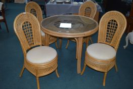 Bamboo & Cane Circular Glass Topped Conservatory T