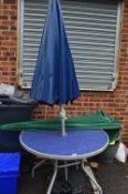 Patio Garden Table with Two Umbrellas