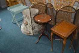 Two Leather Topped Occasional Tables, Brass Fire S