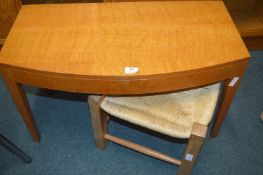 Retro Light Oak Bow Front Coffee Table plus Rattan