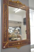 Ornate Veneered Wall Mirror with Gilded Decoration