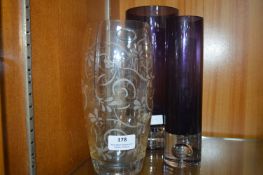 Three Coloured Glass vases