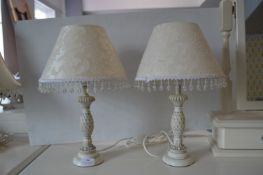 Pair of Cream Painted Table Lamps