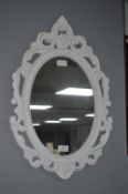 Decorative White Framed Oval Mirror