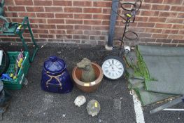 Garden Ornaments, Clock, Plant Stand, etc.