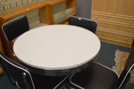 Retro Style Circular Dining Table with Four Chairs