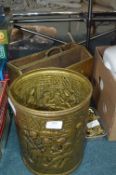 Brass Magazine Rack, Waste Bin, and Horse Brasses