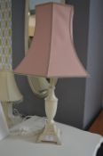 Cream Table Lamp with Pink Shade