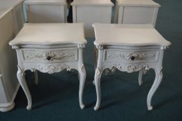 Pair of Cream Painted Shabby Chic Bedside Cabinets