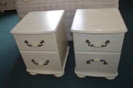 Pair of Cream Painted Two Drawer Bedside Cabinets
