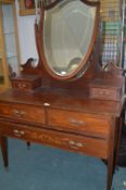 Inlaid Edwardian Mahogany Dressing Table with Shie