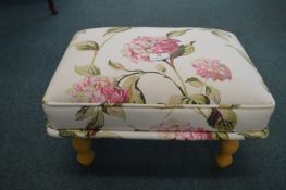 Footstool with Floral Upholstery
