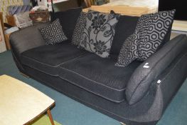 Large Two Seat Sofa in Black & Grey with Matching