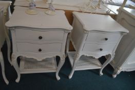 Pair of Cream Painted Bedside Cabinets on Cabriole