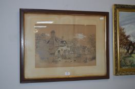 Framed Charcoal Cottage Scene 1903