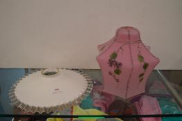 Two Vintage French Glass Lampshades