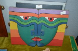 Painted Wooden Tribal Wall Plaque