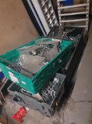 *6 boxes various slat wall hooks, etc