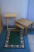 Nest of Two Oak Tables, Small Folding Table, and a