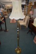 Brass Standard Lamp with Cream Shade