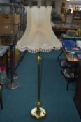 Brass Standard Lamp with Cream Shade
