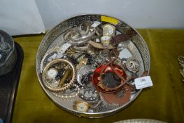 Tray Lot of Wristwatches, Costume Jewellery, etc.