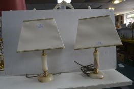 Pair of Onyx Table Lamps with Cream Shades