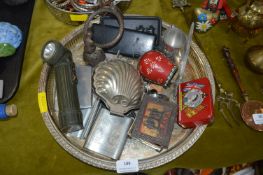Tray Lot of Metal Collectibles etc.
