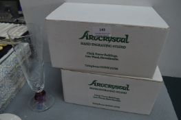 Two Arg Crystal Hand Engraved Goblets