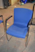 *Four Blue Chairs with Chrome Legs