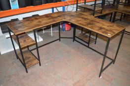 *Rustic Wood Effect L-Shaped Office Desk (slight w