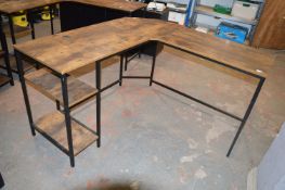 *Rustic Wood Effect L-Shaped Office Desk (slight w