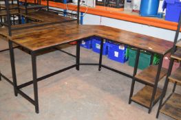 *Rustic Wood Effect L-Shaped Office Desk (slight w