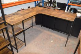*Rustic Wood Effect L-Shaped Office Desk (slight w