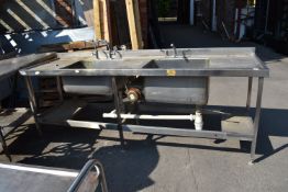 *Stainless Steel Double Sink Unit 240x70cm x 89cm