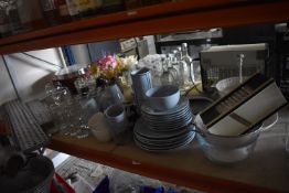 Various Blue Plates, Mugs, Glasses, etc.
