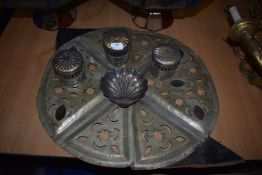 *Assorted Pierced Silver Plated Ware, Moroccan Tray, etc.