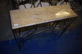 *Marble Topped Hall Table on Wrought Iron Frame
