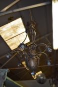 *Brass Five Branch Chandelier with Mermaid Embellishments