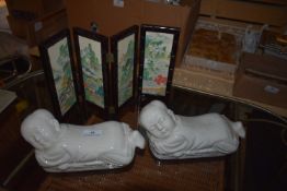 *Two Buddhas and a Table Screen