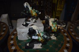 *Three Oriental Style Porcelain Horses