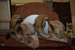 *Pair of Carved Table Supports in the Form of Dolphins