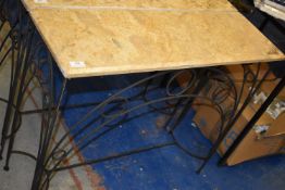 *Marble Topped Hall Table on Wrought Iron Base ~90x29cm